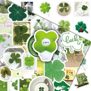 100pcs Four-Leaf Clover Decorative Stickers - 2 Repeating Sets | Lucky Charm Aesthetic Stickers for DIY Crafts, Scrapbooking & Gift Wrapping (Trendy & Unique Designs)