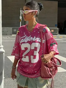 Women's Trendy Basketball T-Shirt, Casual Loose Fit with Round Neck, Short Sleeve Stylish Sportswear for Street Style, Athletic Fashion Activewear