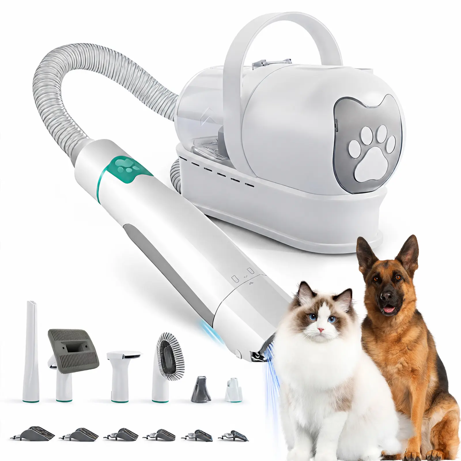 Powerful 400W Pet Grooming Vacuum for Thick Double-Coat Dogs, Heavy-Duty 7-in-1 Clipper Vacuum, High-Suction Shedding Kit for Husky & Golden Retriever