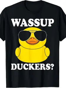 Men’s 2026 Summer Wassup Duckers T-Shirt Funny Duck Lover Tee Casual Stretchy Fabric for Beach Trips & Parties