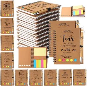 100 count/ 50 Set Christian Gifts Bulk Notebook  Verse Pen Religious Spiral Notebook with Sticky Notes Appreciation Gifts for Church Grandparents Pastor Clergy Sunday Shool Teacher ()