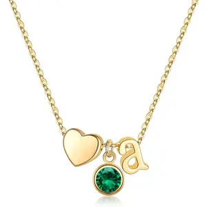 Household daily necessities Ursilver Mothers Day Gifts - Initial Birthstone Necklace for Women Dainty Heart Initial Necklaces Letter A-Z Necklace Birthstone Pendant Necklaces Jewelry Personalized Gifts Birthday Gifts for Women
