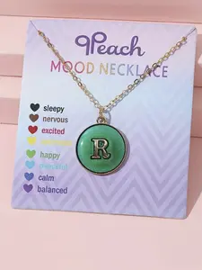 26pcs Temperature Color Changing Letter Pendants Necklace, Unique Dripping Oil Design, Changeable Colors with Temperature, New Style Jewelry, Letters Necklace