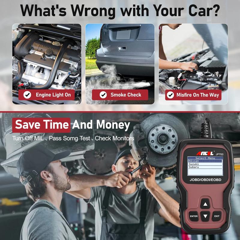 ANCEL JP700 Japanese Car Code Reader JOBD Scanner, Automotive Diagnostic Tool, Check Engine Light OBDII Diagnostic Scan Tool Turn off MIL for Toyota, Nissan, Mazda, Honda, Suzuki, Subaru, Daihatsu, Mitsubishi