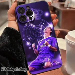 Cristiano Ronaldo Soft edge, fashionable mobile phone case, 2D printing design is suitable for iPhone 16, 15, 14, 13, 12 and 11 Pro MAX models.