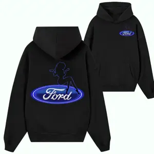 Ford Girl Hoodie, Neon Truck Logo Graphic Pullover, Streetwear for Car Enthusiasts & Mechanics, Country Diesel Gift for Men & Women