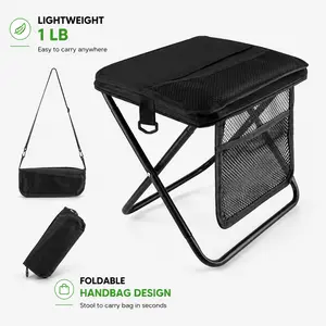 Handbag-Style Folding Camping Stool, Lightweight Portable Outdoor Seat with Shoulder Strap, Compact Travel Stool for Fishing, Hiking, Camping, Picnic, Work and Garden Use