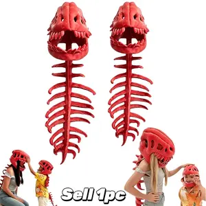 2026 New Dinosaur Skeleton Costume - 3D Spinosaurus Skull Mask & Plush-Spine, Party Apparel for Adults & Kids, Birthday Gifts & Party Favors, Dinosaur Costumes
