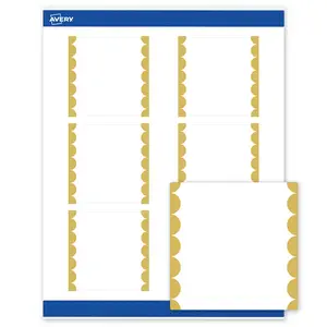 Avery Printable Square Labels, Gold Edge Dots, 3" x 3", Matte White Square Labels, Permanent, Laser/Inkjet, 60ct, Great for Product Labels