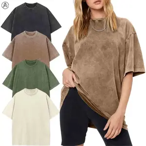 4-Pack Unisex Oversized T-Shirts – Acid Wash Vintage Loose Fit Heavyweight Cotton Tees, Baggy Streetwear Tops for Men & Women