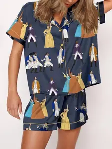 Hamilton Musical Satin Pajama Set for Women, Broadway-Inspired Sleepwear, Theatre Loungewear, Elegant Gift for Musical Fans