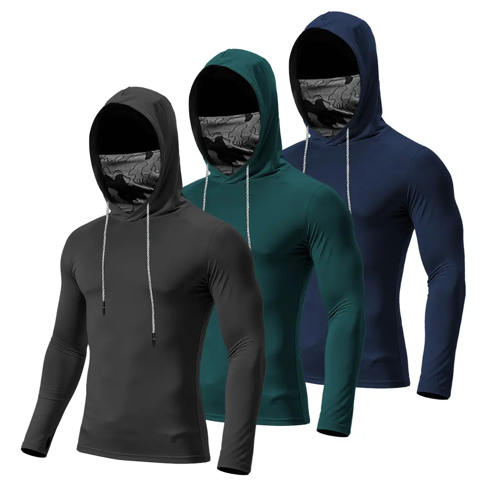Men's UPF Sun Protection Hoodies Soft and Lightweight Long Sleeve SPF Fishing Thumbhole Shirts Hooded