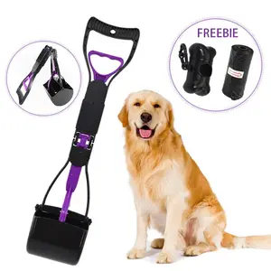 Portable Pet Poop Scooper, Foldable Dog Poop Scooper for Grass Outdoor with Long Handle, Professional Ergonomic Design Dog Poop Waste Pick Up Rake