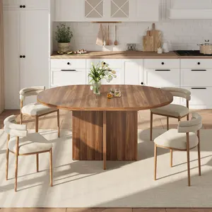 Summervibes Flash Sale Home Items: Space-Saving Extendable Oval Dining Table, modern design with removable leaves, seats 4-8 people, sturdy structure, perfect for kitchen, dining and living room, available in Black & Natural Finish
