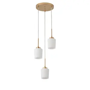 Modern 3-Light Pendant Chandelier with Frosted White Glass Shades