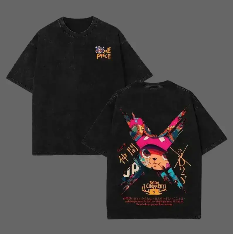 One Piece Tony Chopper Vintage Washed Graphic T-Shirt. Premium Cotton Oversized Anime Streetwear Tee. 90s Y2K Japanese Manga Apparel. Unisex Baggy Short Sleeve Top For Gym & Daily Fits. Best Anime Fan Gift Clothes & Breathable Mens Womens Summer Tees!