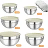 6 Piece Mixing Bowl with Lids Set,Stainless Steel Storage Bowls Kitchen,3 Grinder Attachments,Tableware Food Organizer Nesting Bowls Cooking Baking Airtight Kitchenware Bowl Prep