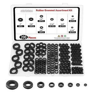 200 count Rubber Grommets Kit - 8 Sizes Firewall Rubber Hole Plugs Assortment, Rubber Grommets for Wiring, Automotive, Electrical,  DIY (1/4", 5/16", 3/8", 7/16", 1/2", 5/8", 7/8", 1")