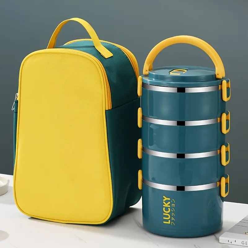 1 set of stainless steel reusable lunch box with lunch bag and cutlery, large-capacity portable insulated cup, suitable for school, picnics, camping, students, and kitchen use, essential for back to school, Bento lunch box, Thermal Lunch Box