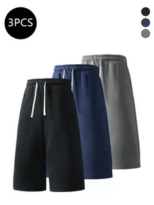 3-Pack Men’s Summer Sports Shorts — Breathable shorts for running, workouts, fitness, and everyday casual wear; 7/8 length men’s shorts