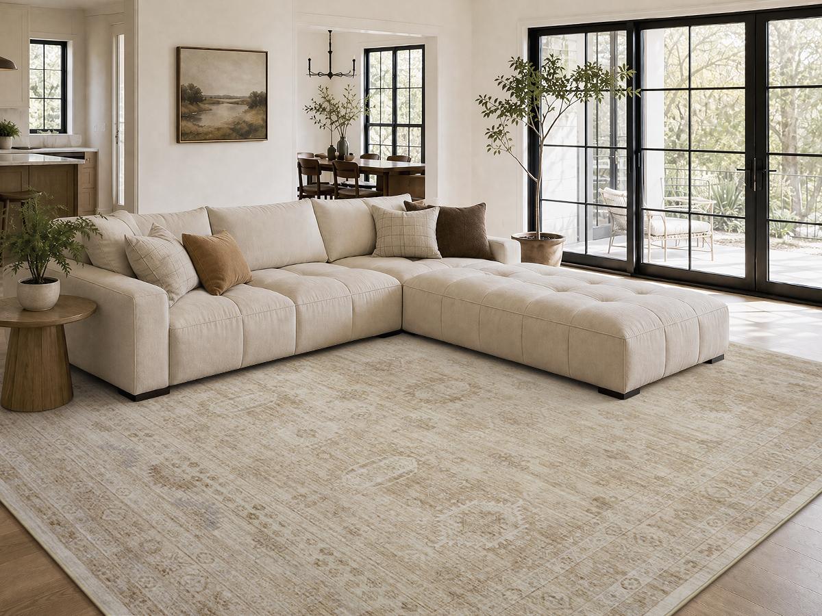 [NEW] MontVoo Modern Area Rug, Soft Neutral Design, Washable Non Slip Low Pile Carpet for Living Room, Bedroom, Dining Room,back to school,dorm essentials,home decor,home essentials