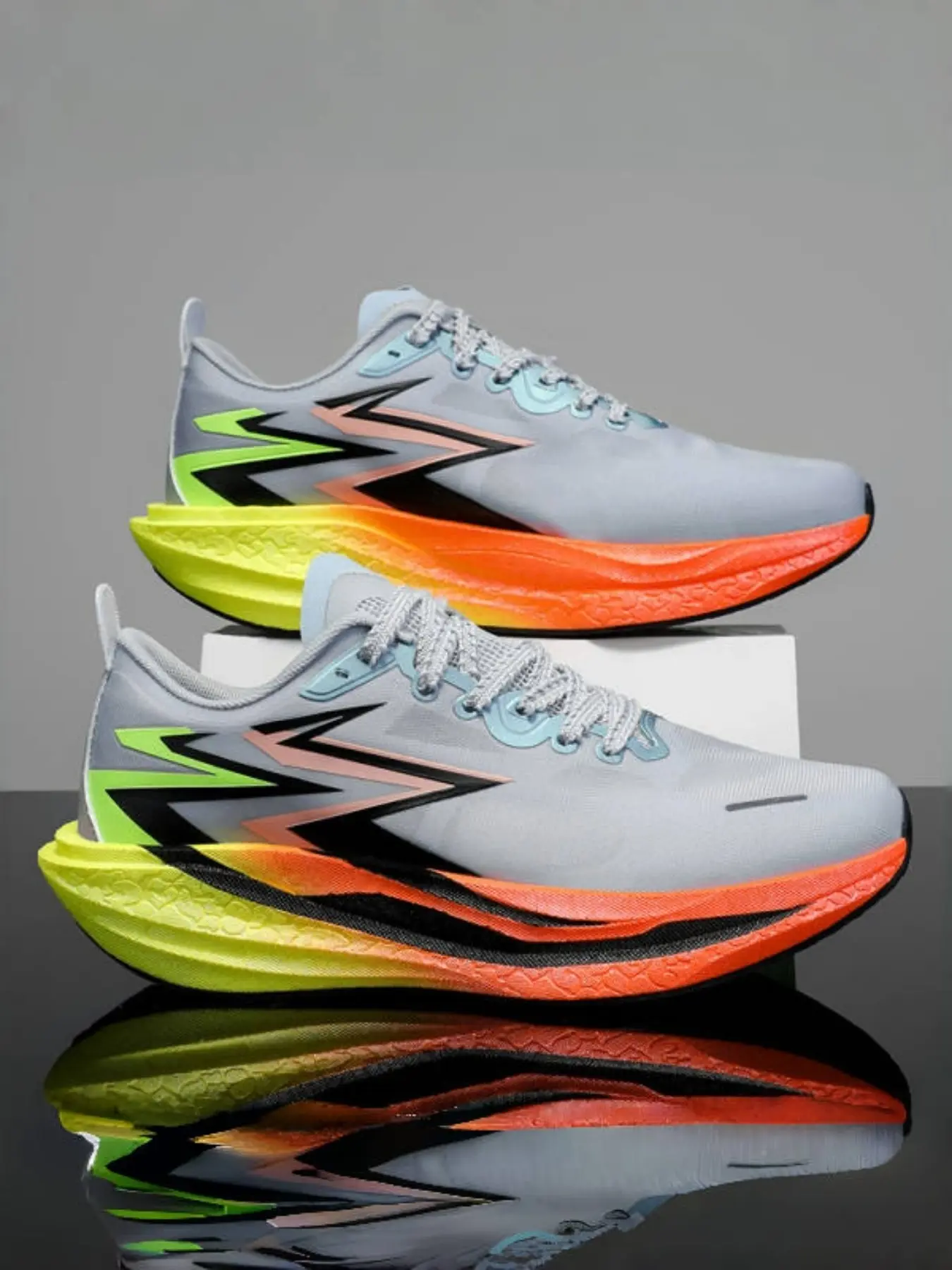 1 Pair Unisex Carbon Plate Racing Running Shoes, Running Sneakers | Pro Sporty Style | Popcorn Midsole + Carbon Plate Support + Non-Slip Rubber Outsole | Running & Marathon Racing, Responsive Speed Shoes for Runners