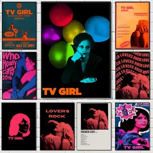 TV Girl Posters Retro Kraft Paper Prints Lovers Rock Vintage Poster Sticky Waterproof Wall Art High Quality Print Aesthetic Home Living Bedroom Decor Trendy Room Decoration Easy-To-Apply Gift Durable Multiple Sizes, High Definition, Easy to Apply & Clean