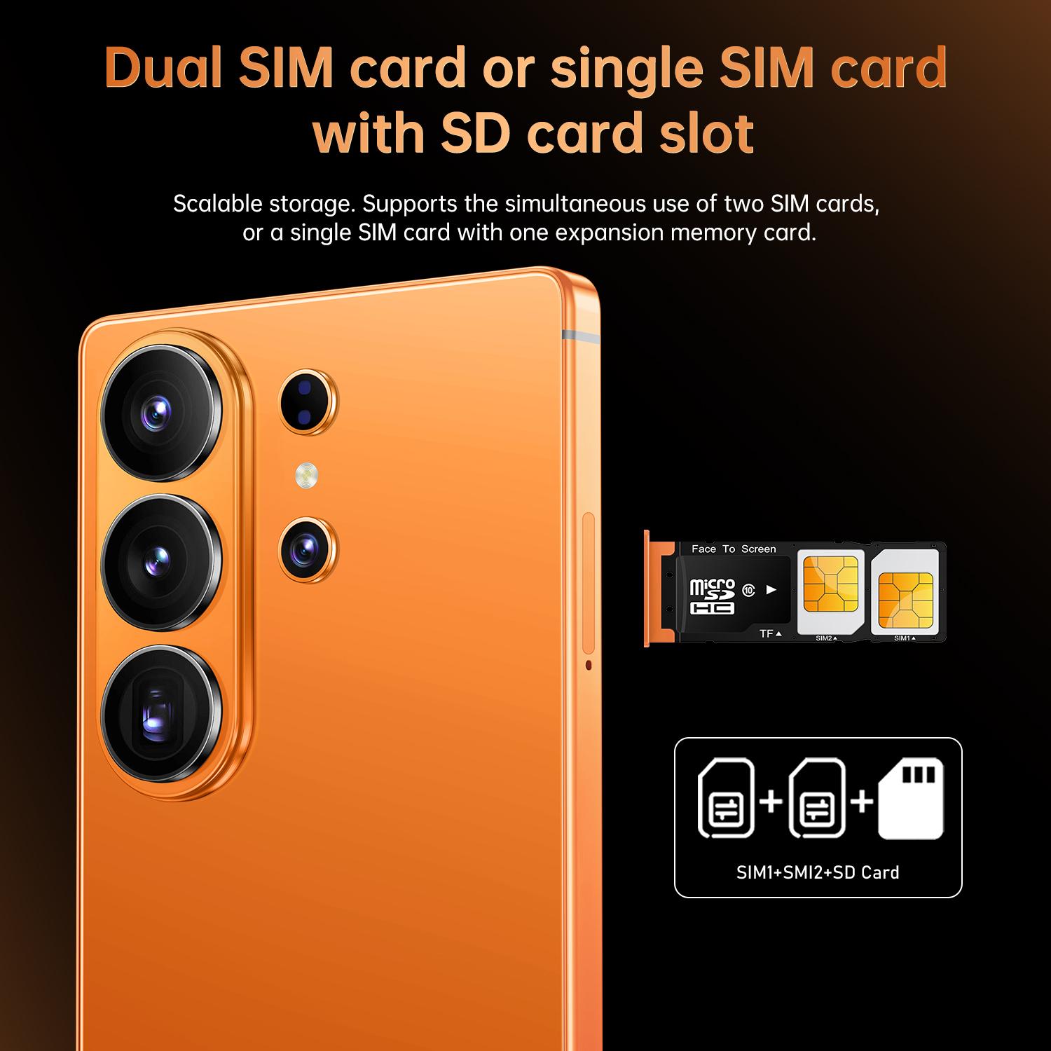 2026 Latest S26 Ultra 5G Android 15 Phone, 12GB+512GB, 6.99" HD Display, 78MP+108MP Dual Cam, 8000mAh, Face ID, Built-in Pen, Case & Screen Protector