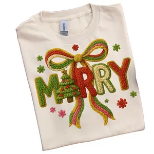 DTF Transfer Full Color - Christmas  Merry - Tree - Bow -Faux Yarn DTF - Fall - Sweater Season - Ready to Press