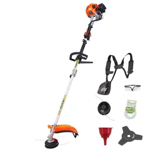 VEVOR String Trimmer, 26cc 2 in 1 Weed Wacker Gas Powered, 17 Cordless Grass Trimmer with 10 Brush Cutter, Shoulder Strap 3T Blade, 2-Stroke Heavy-Duty Gas Weed Wacker for Quick Grass Cleaning