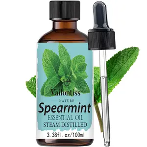 Spearmint Essential Oil – 100ml – Body Care Refreshing Mint Aroma for Scalp Care, Skin Care, Massage, Aromatherapy & Diffuser, Scented, Moisturizer