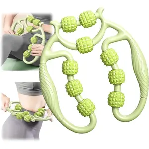 Circular Leg Clamp, Manual Massage Relax Roller with 9 Wheels Relief Roller, Muscle Roller Stick, Clamp Leg Massager Multifunctional Ring Roller Neck Hand Arm Muscle Relaxer for Indoor Sports Yoga