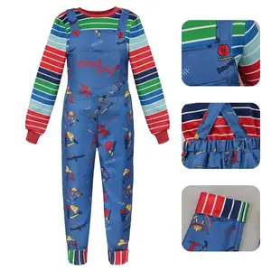 Kids' Chucky Season 2 Cosplay Costume - Child-Safe Polyester Mix Overalls, Striped Shirt, for Stage Performances & Special Occasions