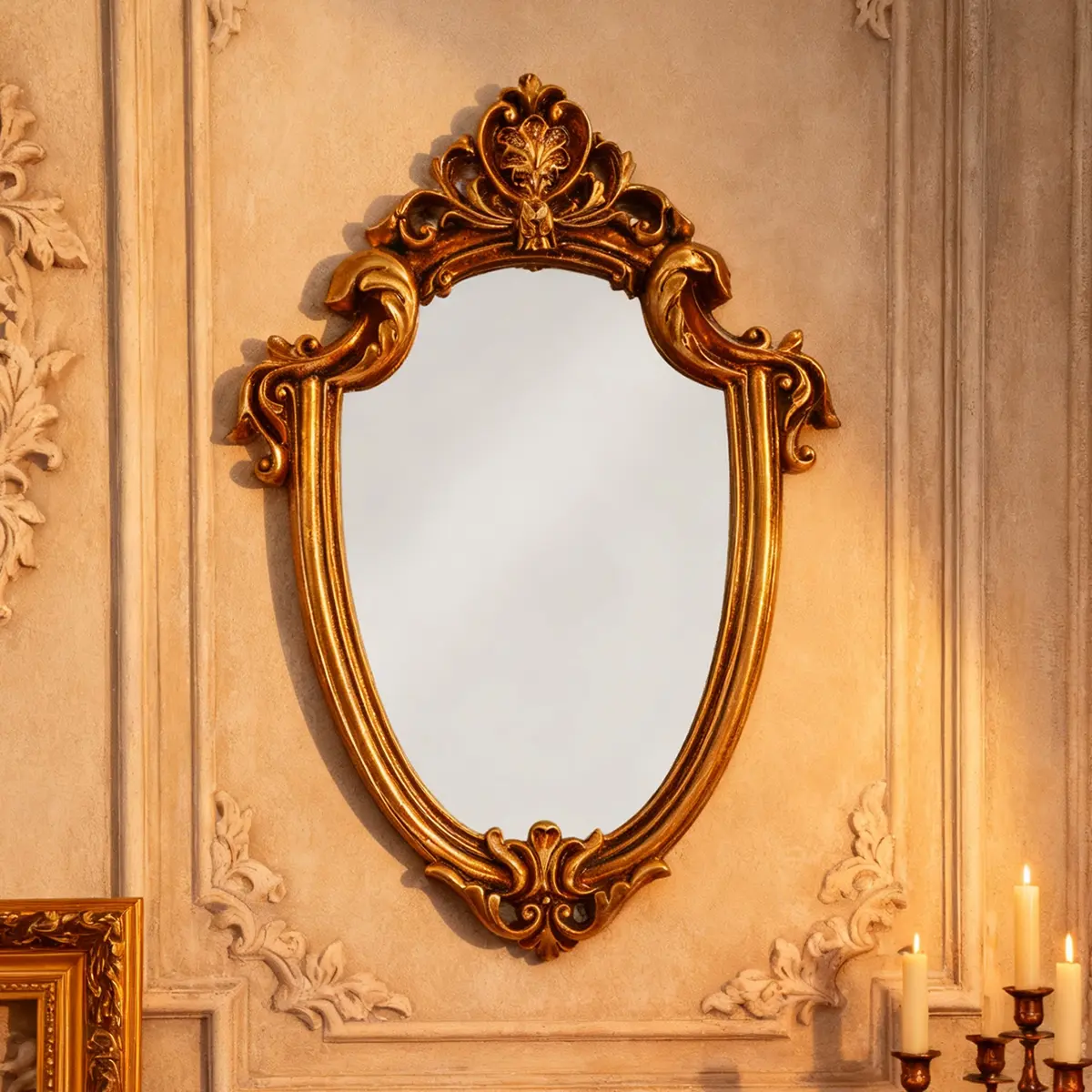 Vintage Style Mirror Hanging Decor, 1 Count Exquisite European Style Wall Mounted Mirror Ornament, Wall Decor for Home Living Room Bedroom, Home Decorative Mirror, Elegant Decorative Mirror, Decorative Mirrors For Wall Decor