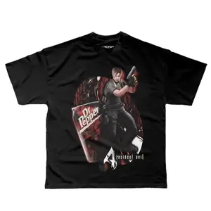 The Resident Evil Leon Print Shirt, Dr. Pepper Collaboration Shirt, Gamer Tee, Vintage Video Game Shirt, Leon S. Kennedy Shirt, Retro Gamer Apparel