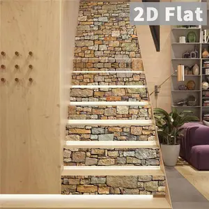 13 Pieces Of Rock-Style Staircase Stickers, Vinyl Self-Adhesive Peel And Wallpaper Pasting, Detachable Brick-Textured Kitchen Decoration, 39.37 X 7.08 Inches, Essential For Home Decoration, Girls' Room Accessories