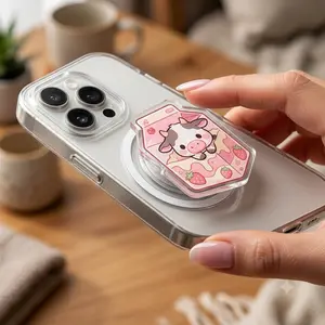 Girly Cow Milk Carton MagSafe Phone Grip - Cute Pop Socket for iPhone & Kindle - Aesthetic Magnetic Phone Holder