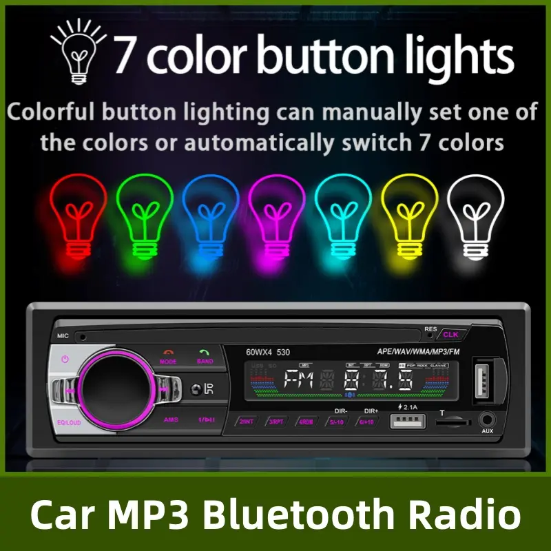 Car Radio Stereo MP3 1 din Carplay Player Auto Audio 60Wx4 FM Receiver 12V Bluetooth Multimedia For Car Universal Aux Input USB