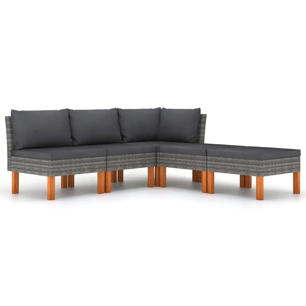 vidaXL Patio Lounge Set 5 Piece, Outdoor Sofa for Backyard Balcony, Patio Couch with Cushions, Corner Sofa, Farmhouse Modern Style, Poly Rattan Gray 3059710