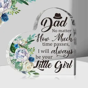 Dad Birthday Gift, Acrylic Heart Plaque Gifts for Dad, Birthday Gifts for Dad, Gifts for for Dad, Fathers, New Dad, Stepfather, Bonus Dad from Daughter Son, Decorative Signs & Plaques