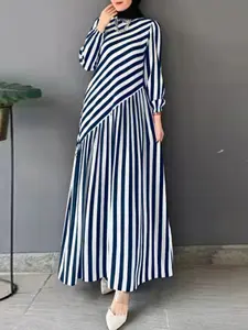 Muslim Women Long Sleeve Slim Fit Dress, Fashion Patchwork Design, Modest Muslim Outfits, Perfect for Casual and Religious Wear, Elegant and Comfortable, Muslim Women Gowns, Modest Islamic Clothing, Modest Style