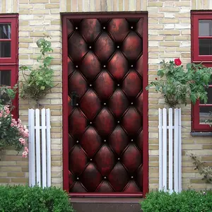 2 Vintage Leather Wall Sticker Self-Adhesive Diamond Pattern Door Decal Living Room Bedroom Decorative Sticker Waterproof Scratch-Resistant Removable Furniture Renovation Classic Rivet Design Home Wall D