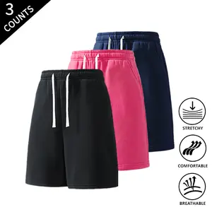 3-Pack Men’s Solid Color Comfy Lounge Shorts Lightweight Elastic Waist Summer Casual Wear