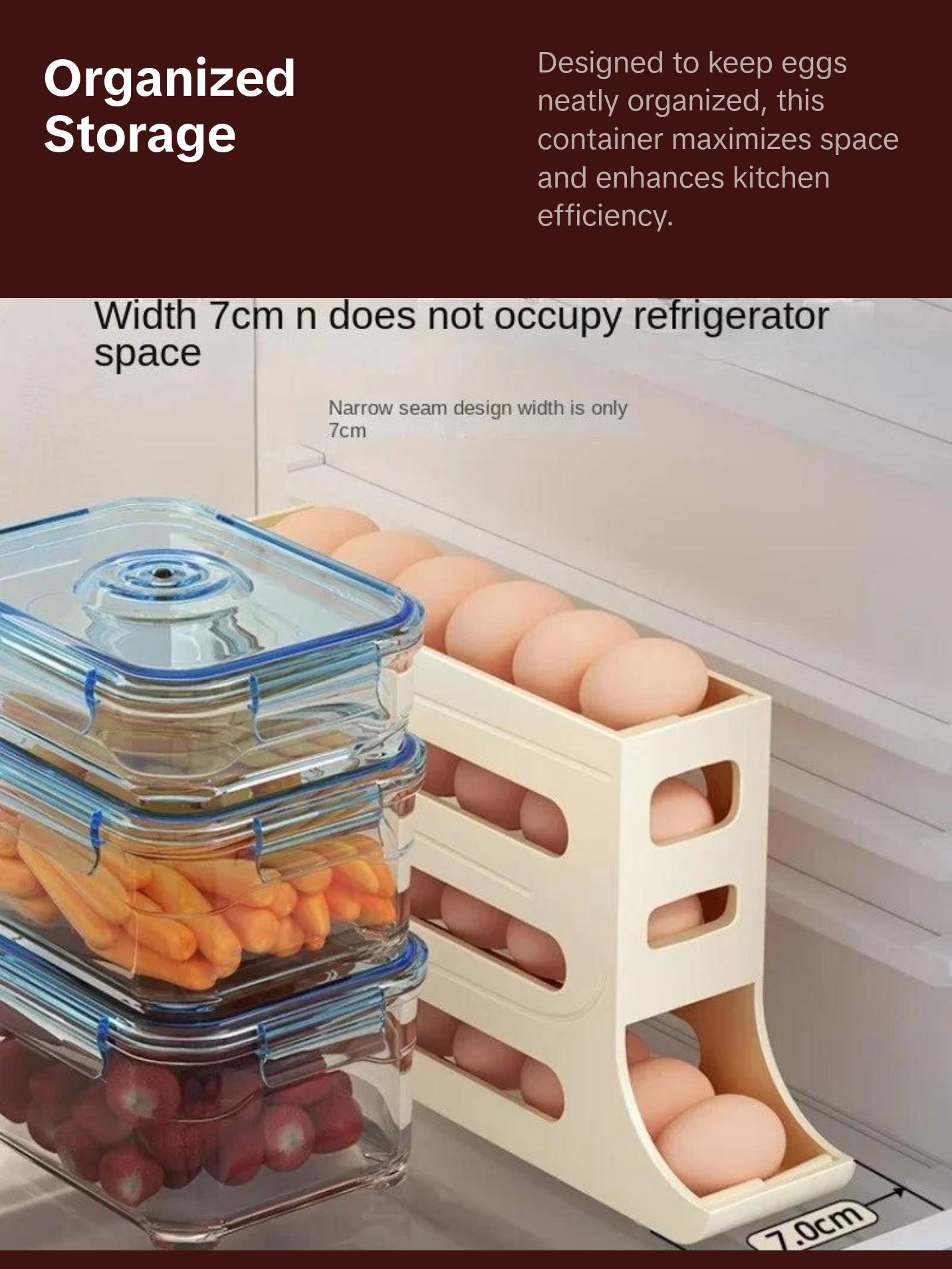 Sliding Egg Storage Container-Convenient Automatic Rolling Boxes Organiser