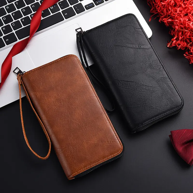 Men's Stylish Long Zipper Pouch Wallet - Large Capacity Business Card Holder with Phone Storage, Stylish Wallet, Men's Wallet, Full Zip