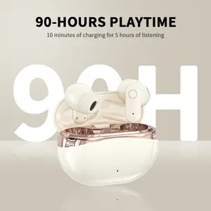 MOKATA Semi-In-Ear Wireless Earbuds, 0.04s Ultra-Low Latency, HiFi Stereo Immersive Bass, Smart Touch, 24H Battery, Bluetooth 5.4 for Calls Entertainment Daily Commute