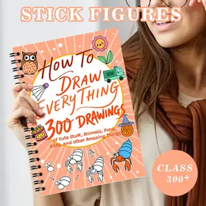 Step-By-Step Practice Book for Kids, Cute Drawing A4 Notebook, Spiral Binding Sketchbook, Ideal for Art Activities, Learning Tool
