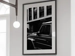 Vintage Car Poster, Black and White, Luxury Fashion Print, Printable Hypebeast Wall Art, Y2K Room Decor