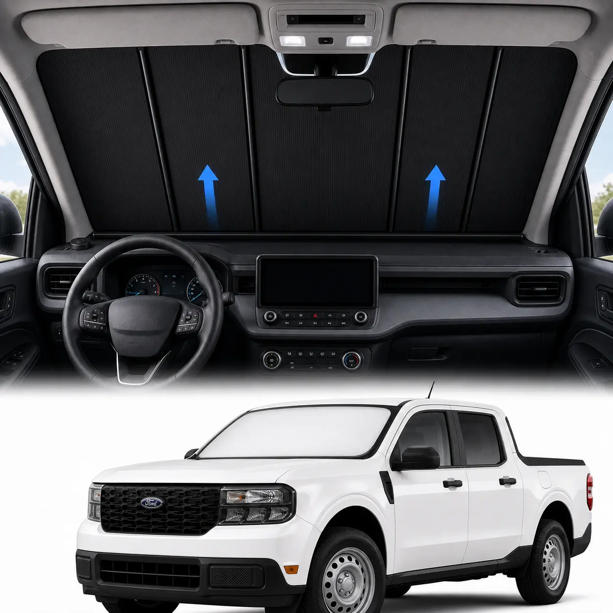 Automatic Electric Windshield Sun Shade - 1-Touch Retractable Open & Close, Foldable Full-Cover, Car Exterior Heat and UV Protection Accessory