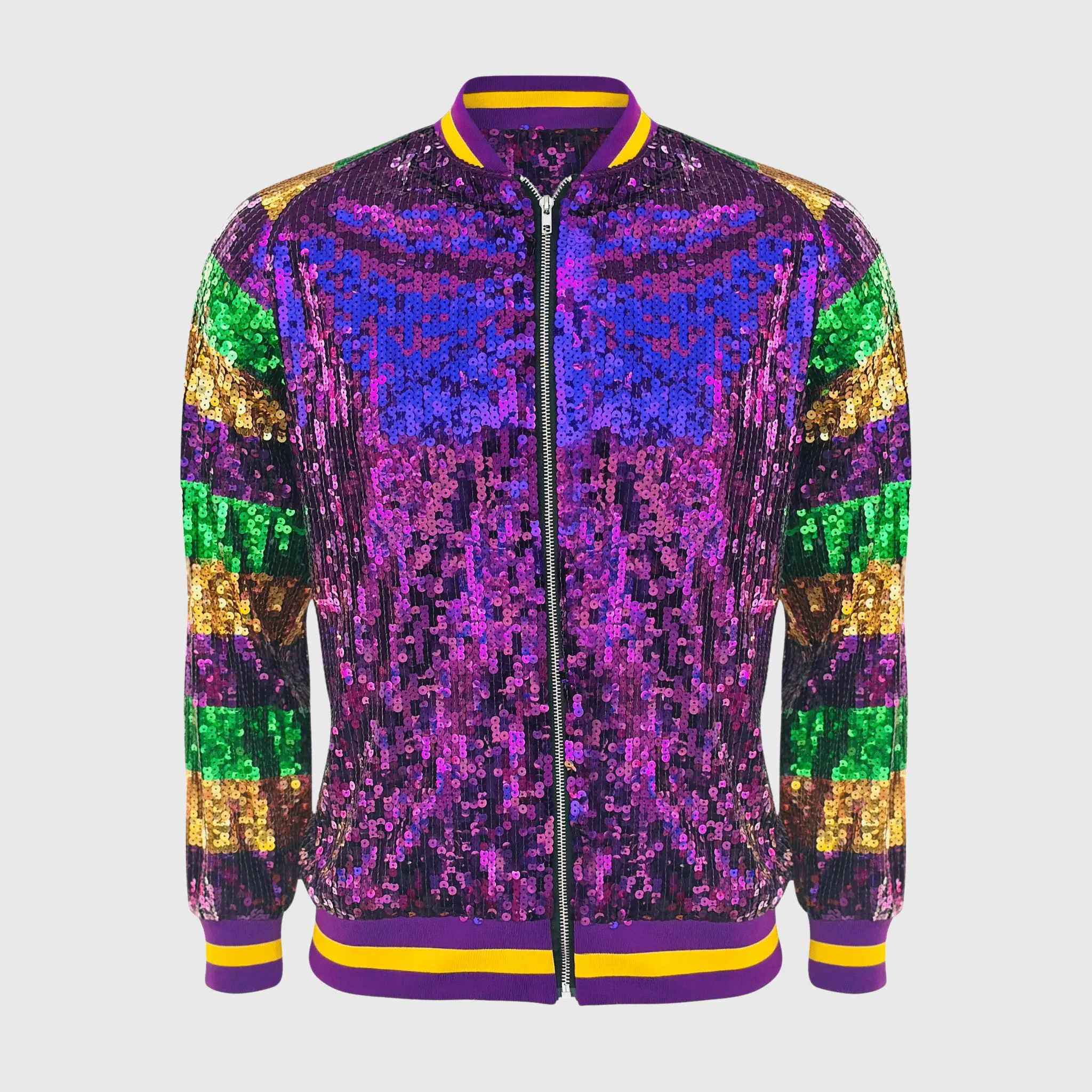 Mardi Gras Varsity Sequin Bomber Jacket